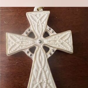Lenox White and Gold Cross Ornament